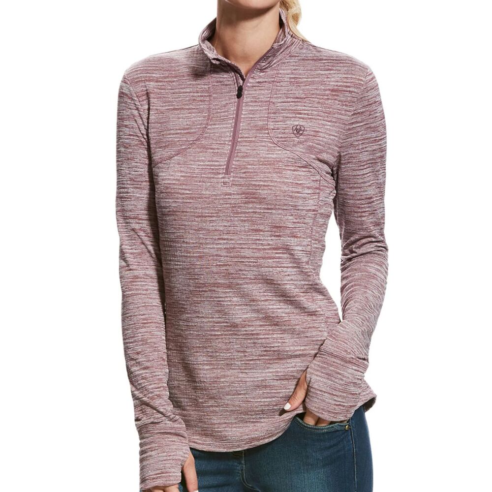 Ariat Gridwork 1/4 Zip Top Liquorice Root Brown Size S